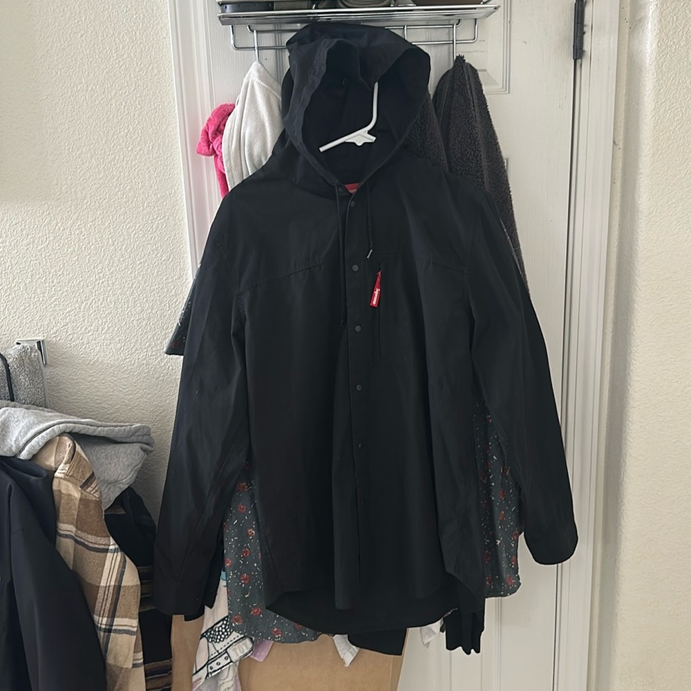 Supreme Hooded Long Sleeve Shirt Snap Button Up